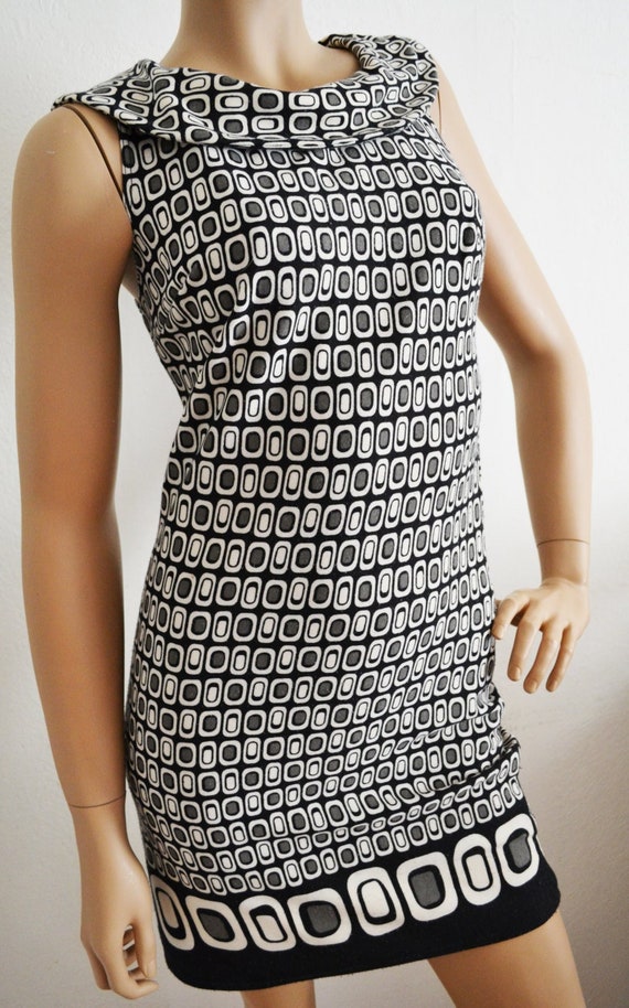 Vintage Black and Gray Retro Dress Size Small - image 1