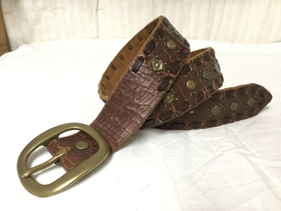 Lucky Brandstudded Leather Belt - Etsy