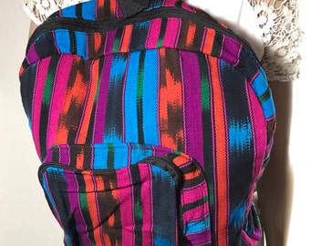 Guatemalan Backpack, Rainbow Backpack, Purple, Red, Blue