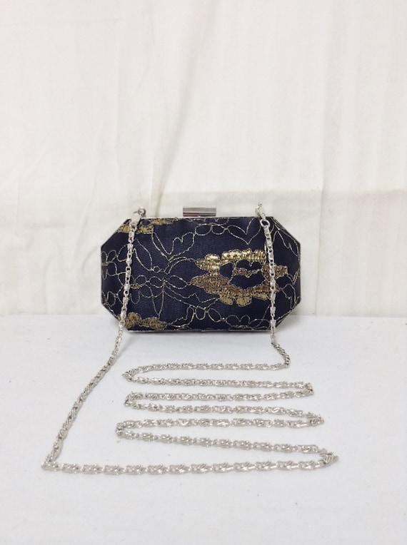 Lace Box Purse ,Black, Gold, Shoulder Bag ,Convert