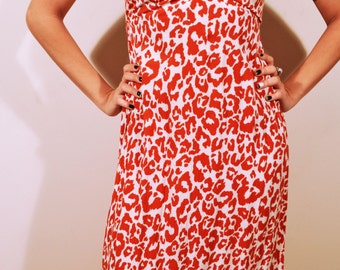 red and white leopard print dress Dolce & Gabbana Leopard Print Jersey Dress - Red