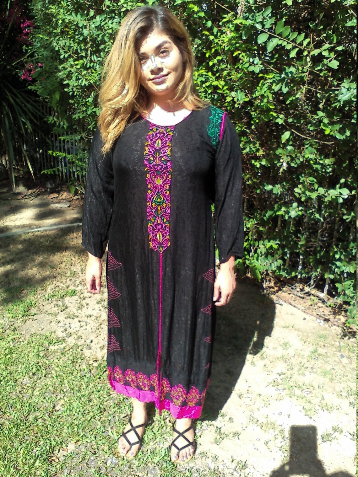 Girls Black Embroidery Maxi Dress.