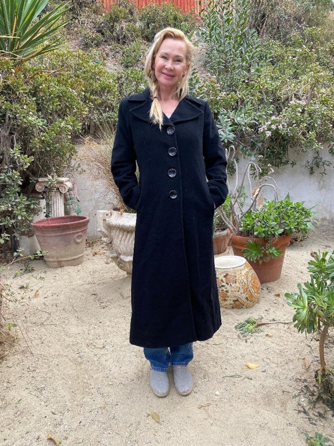 ★美品★90s★カイノックワールド★アンゴラ混ウールハーフコート★Lサイズ★黒★ TALLサイズ 〕 アンゴラウール Aラインショートコート（76-15WE03-203