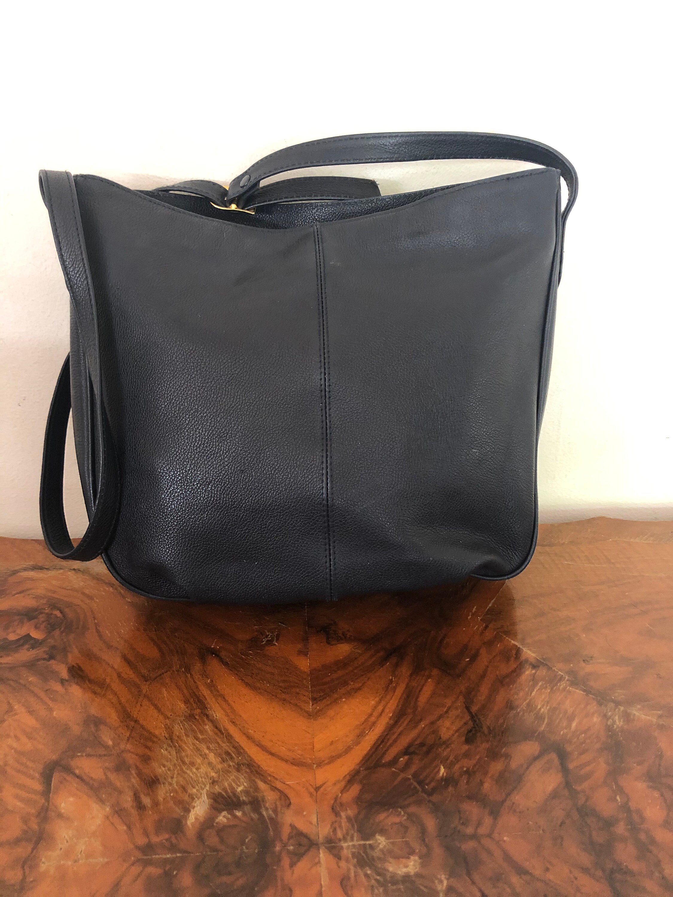 Courtenay Black Leather Purse Brown Croc Embossed Shoulder Etsy