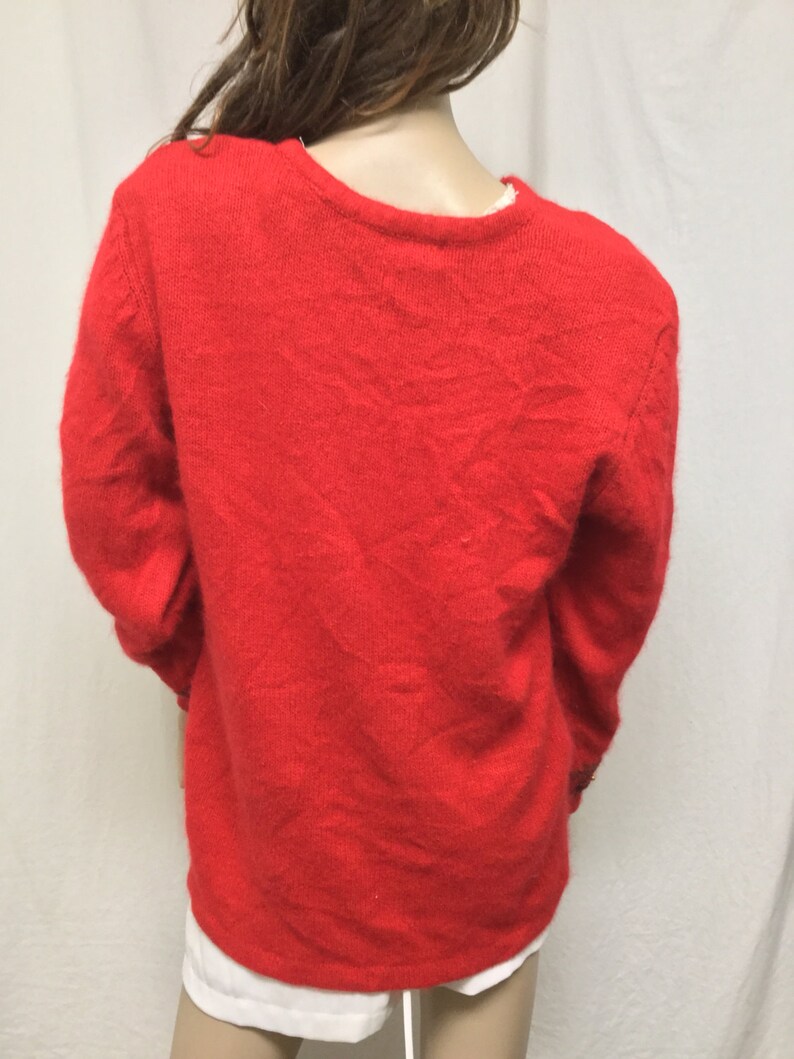 Beads Medium Bronze knit sweater,beaded sweater,Black Karen Scott Angora Sweater