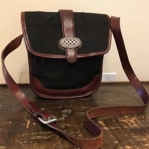 Brighton leather purse,canvas, Leather, Black ,Brown ,bags ,purses, Shoulder bag,saddle bag