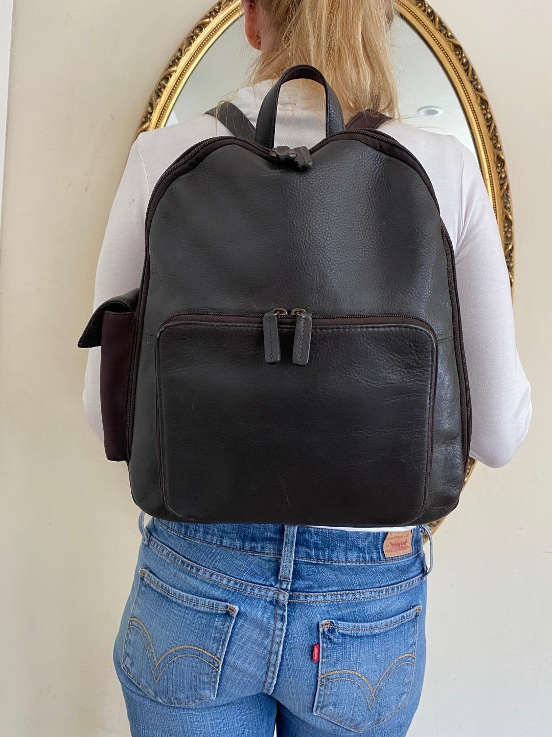 Giani Bernini Backpack Bag, Brown Leather, Brown Nylon  display picture 3