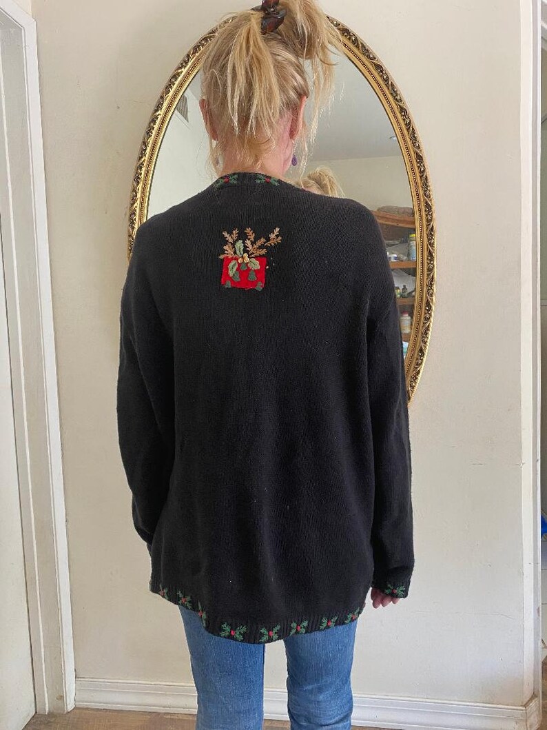 Heirloom Christmas cardigan Presents Reindeer Christmas sweater Stars 18,20 ugly Christmas sweater Embroidered