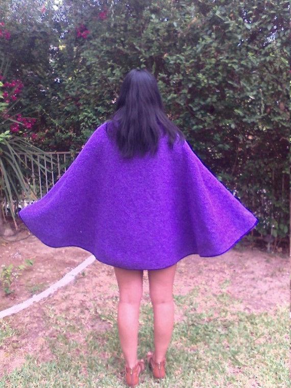 Poncho top,Reversible poncho,purple plaid,thick c… - image 3