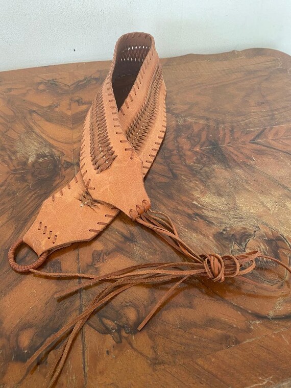 Wide Leather Belt Boho Belt Tie Belt 