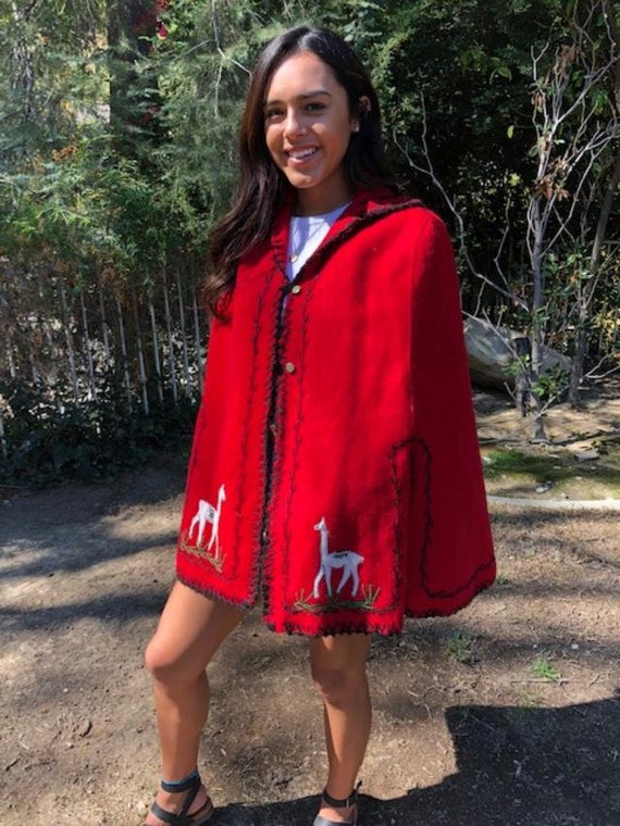 Poncho top, Red wool poncho,Cape,Red ,Wool Poncho,