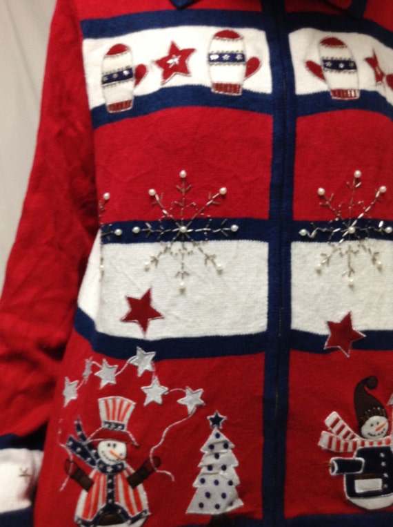 Ugly Christmas Sweater, Cardigan sweater,XL ,Red,… - image 4