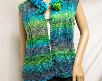 Donna Replay, Knit top,sweater vest, Sweater, Aqua, Blue Green, Top