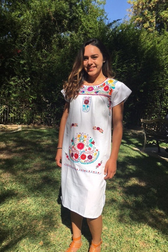 Mexican dress, embroidered BoHo dress, cotton dre… - image 1