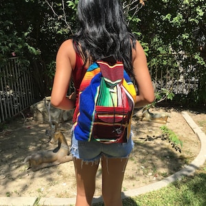 Serape backpack,Mexican backpack,backpack bag,rainbow,blue,orange,red,green,purple blue,pink,back pack