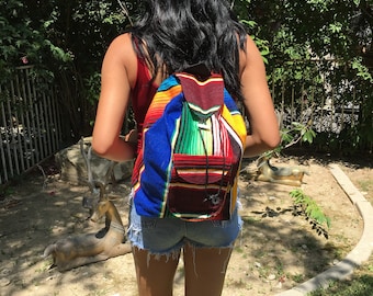 Mochila sarape,mochila mexicana,mochila,arcoiris,azul,naranja,rojo,verde,morado azul,rosa,mochila