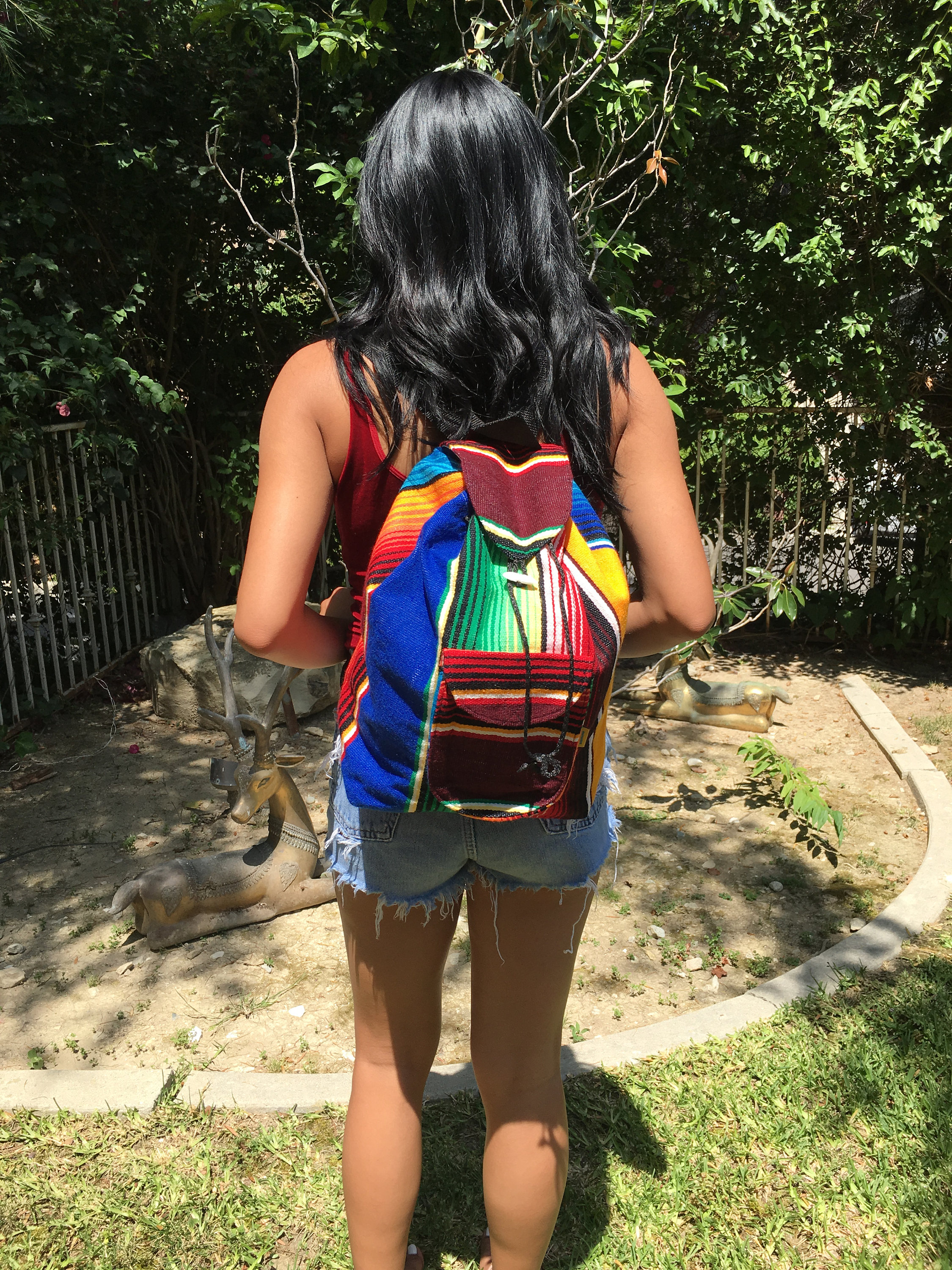 Serape Backpack,mexican Backpack,backpack Bag,rainbow,blue  display picture 3