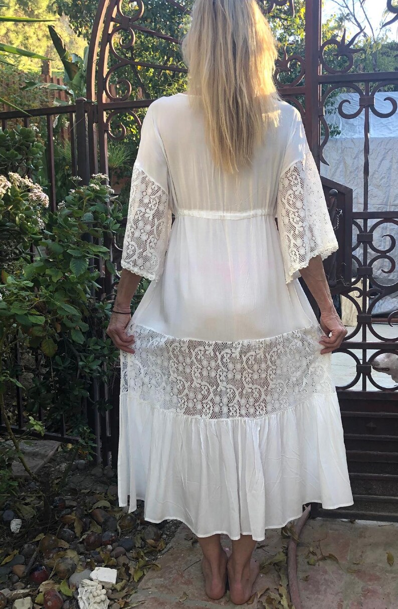 Cotton BoHo dress white cotton dressLong dress Lace Etsy