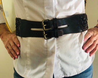 Linea Pella Leather Belt, Wide Leather Belt, Woven Leather  display picture 1