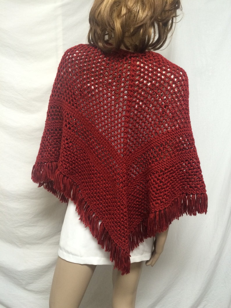Knit poncho,poncho top,red one size fit all knit wrap rust,poncho