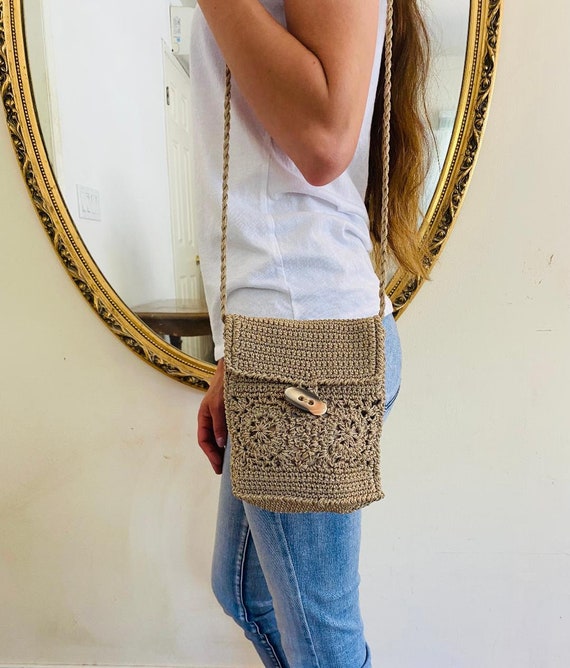 Small tan Knit purse, Purses bags, Knit Shoulder … - image 2