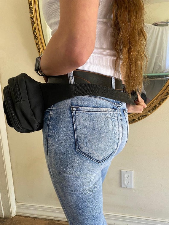 Black Nylon Fanny Pack Hip Bag Organizer Bag Etsy Canada