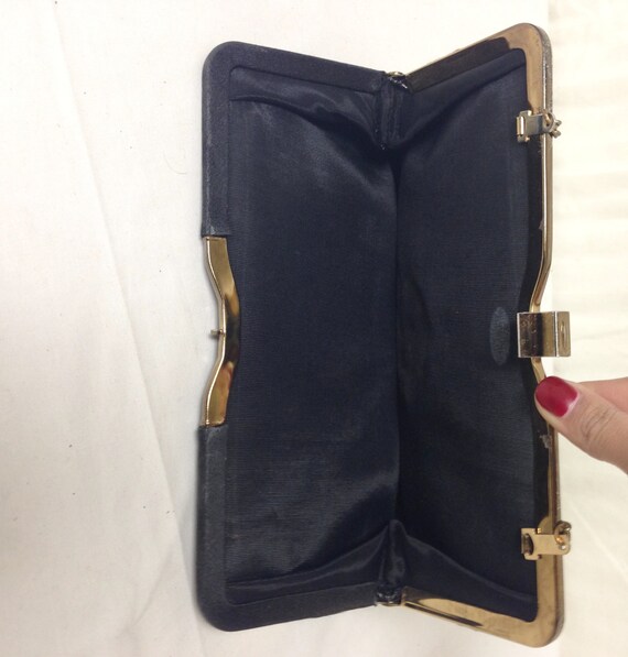 And'e, purse ,bag,Black, Handbag ,Gold Tone,1950s… - image 3