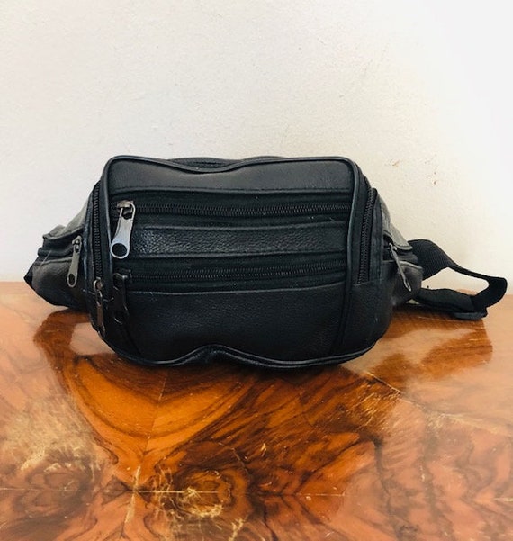 Black leather fanny pack - image 2