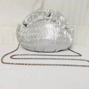 Silver Lame Purse,bag, Small ,Formal purse, Shoulder Bag, Vanessa