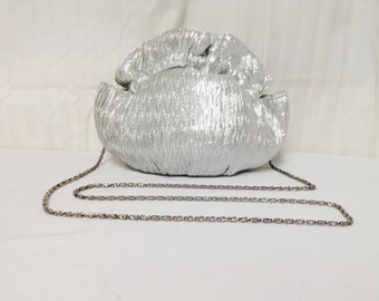 Silver Lame Purse,bag, Small ,Formal purse, Shoulder Bag, Vanessa