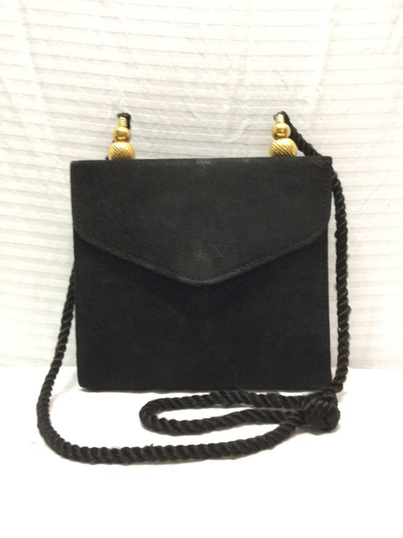 Box Purse, Black Suede Leather Bag, Shoulder Bag
