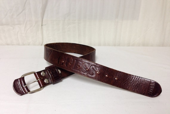 Guess 35” long, 1 1/4” wide, brown leather belt. GUESS® Quattro G Leather Belt main image 4