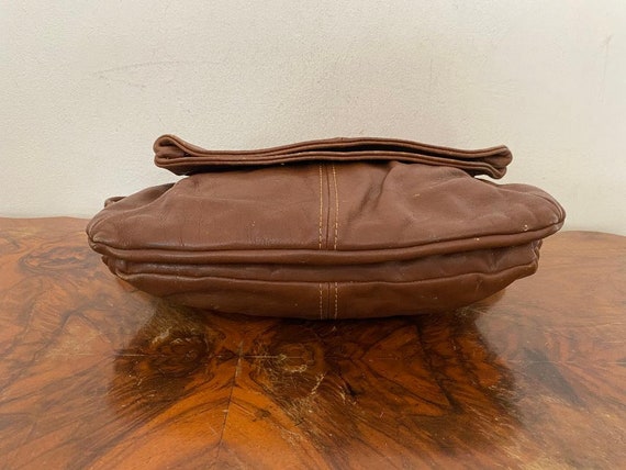 Vintage Brown Leather purse, shoulder bag, 1970s,… - image 4