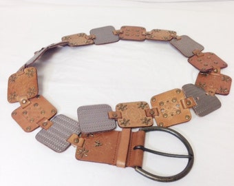 小物 Square plate Belt LEATHER BELT WITH SQUARE BUCKLE - Brown | ZARA Canada