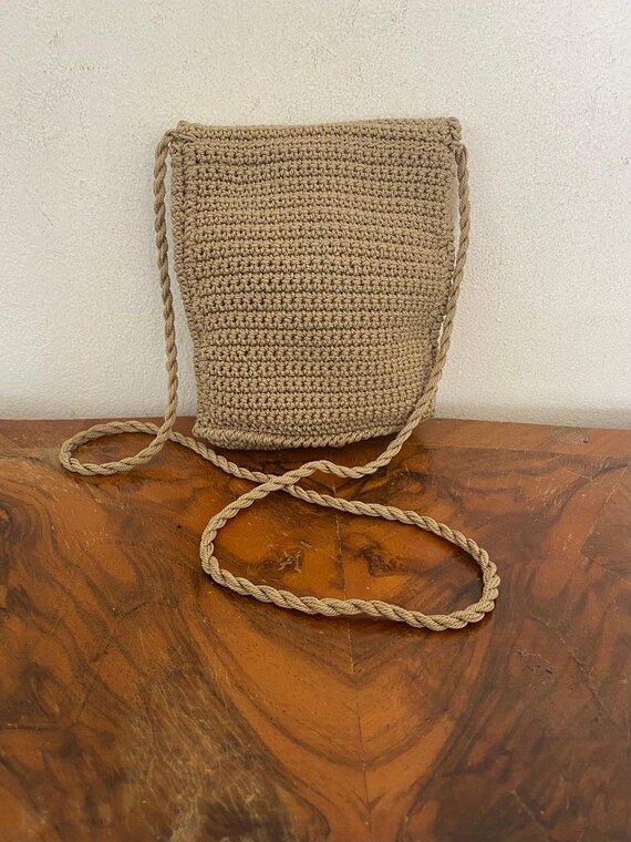 Small tan Knit purse, Purses bags, Knit Shoulder … - image 4