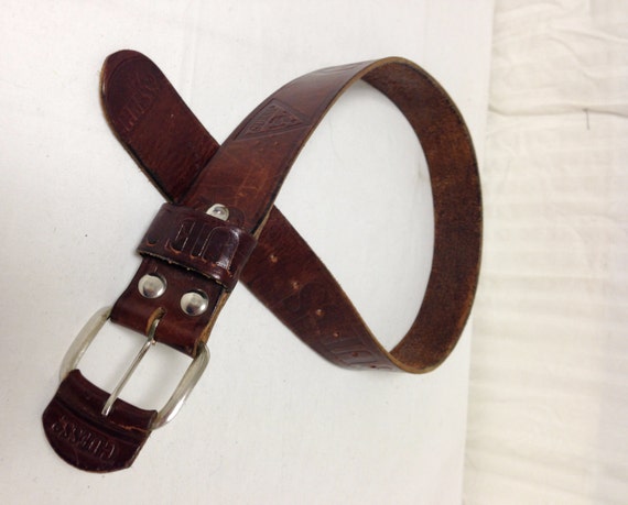 Guess,brown Leather Belt ,USA W/buckle, 28 display picture 3