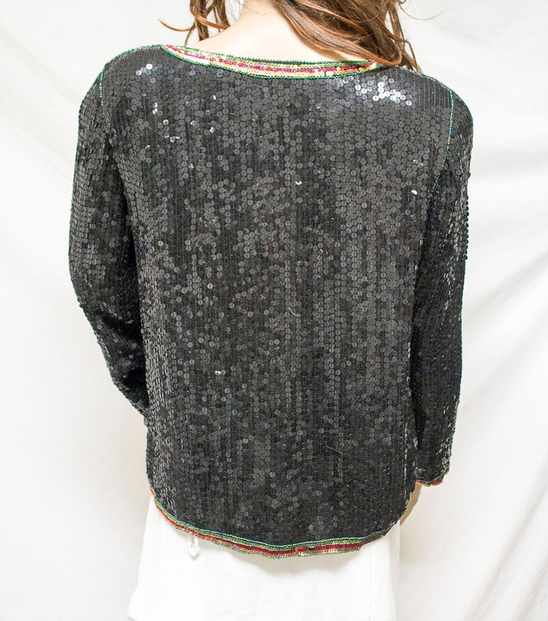 Joseph Le Bon,beaded top,1980s, 80s, Beaded ,Sequin, Women's, Medium, Blouse image 4