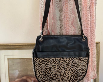 Large Faux Leather Leopard, Cheetah print shoulder bag, still with tags