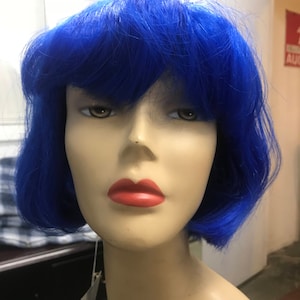 Blue wig,Costume Wig, Blue, Unused ,Halloween wig, Synthetic Hair ,Mannequin wig,  La Buosse