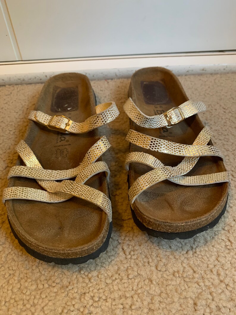 Birkenstock gold glitter adjustable straps size 40 US | Etsy