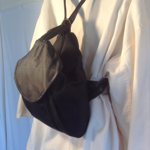 Backpack bag,Black leather backpack ,shoulder bag ,purse ,sling bag