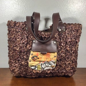 Woven,straw Purse, Faux Leather Straps, Summer Purse, Wicker Purse