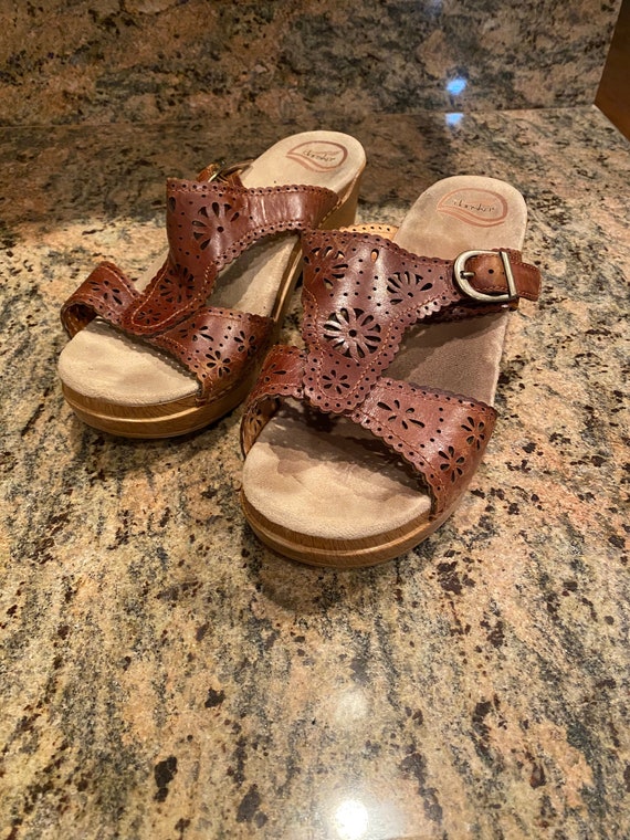 Dansko Sandals, brown leather clogs, brown leather