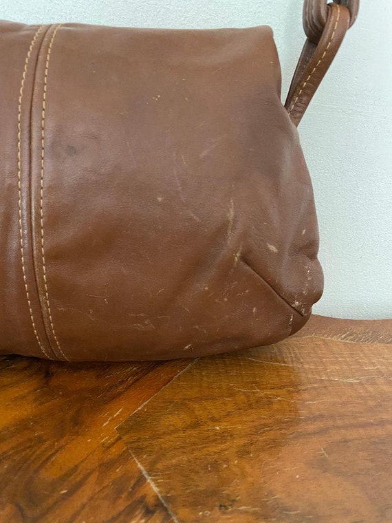 Vintage Brown Leather purse, shoulder bag, 1970s,… - image 5