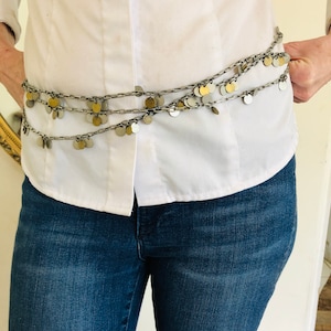 Retro chain belt, silver, gold tone