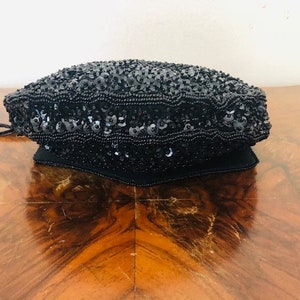 Black beaded, sequin purse, formal, shoulder bag, mint condition, black, gold, bronze image 4