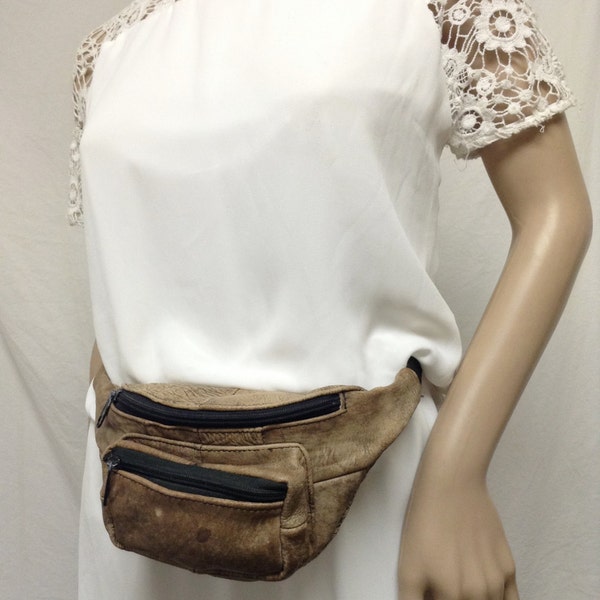 Free Ship Brown Leather Fanny Pack