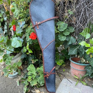Rifle Scabbard, Cow Fur, Rifle case, Gray Fur, Brown Leather, Mint condition
