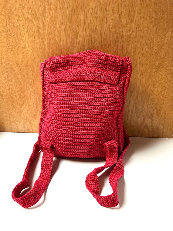 Red Knit Backpack, Backpack bag - image 2