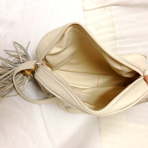 Courtenay leather purse, bag ,Tan, Bone ,Shoulder Bag, Bags purse, withTassel image 2